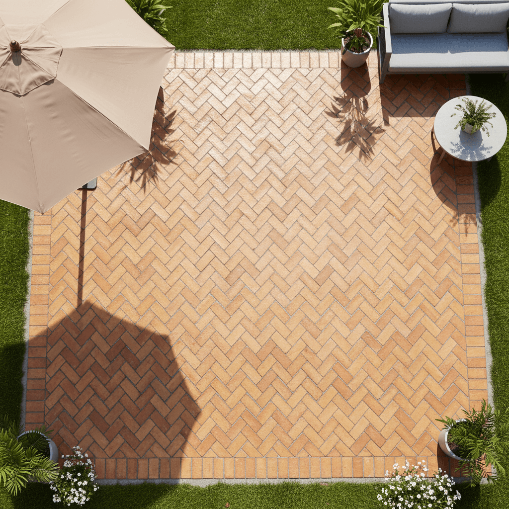 Restored interlocking brick patio