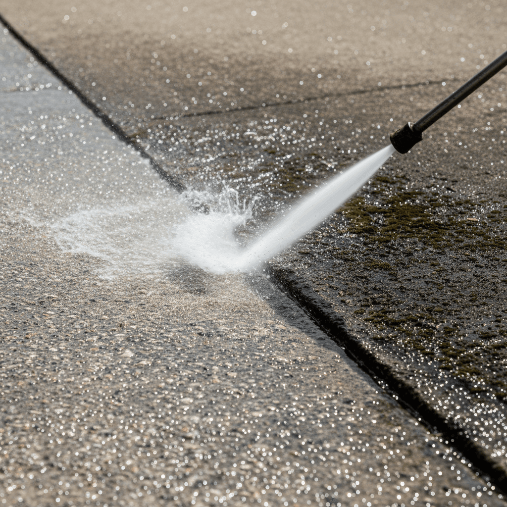 Driveway edge detail after cleaning